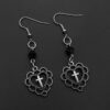 Ha101c26cd8714ace836503a45ce86ee55 Gothic-Punk Style Heart-Shaped Hollow Religious Cross Pendant Earrings Paired With Black Opal Crystal Bead Earrings Accessories