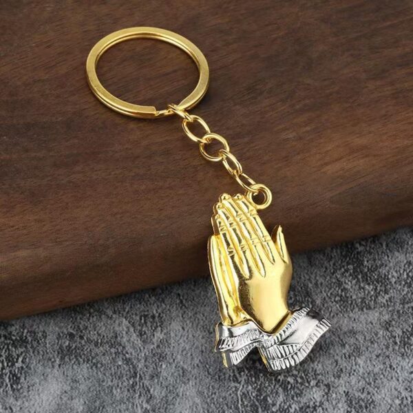 Personalized Christian Jesus Prayer Gesture Creative Pendant Necklace Bag Charm Decoration Keychain Accessory