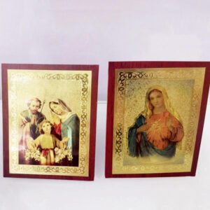 KOMI Solid Wood Gilt Patch Portrait Tabletop Decoration Religious Virgin Mary and Family Picture Photo Wood Frame for Home Craft
