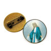 KOMI Wholesale Vintage Anti-Bronze Round Glass Virgin Mary Medal Brooch Badge Personality Accessories Clothes Brooch Pins