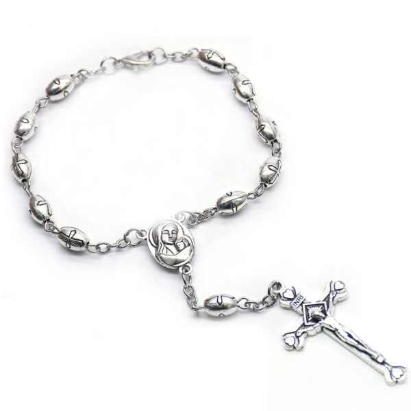 Komi 5*8mm Retro Metal Cross Beads Rosary Catholicism Gift Religious Prayer Beads Rosaries Bracelt