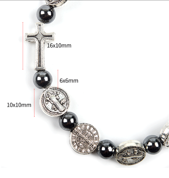 Ha2d8ffd499664de2ad875f04419c7107V Komi Metal Catholic Elasticated Round Rose Alloy Beads Rosary Beads CrossPrayer Bracelet