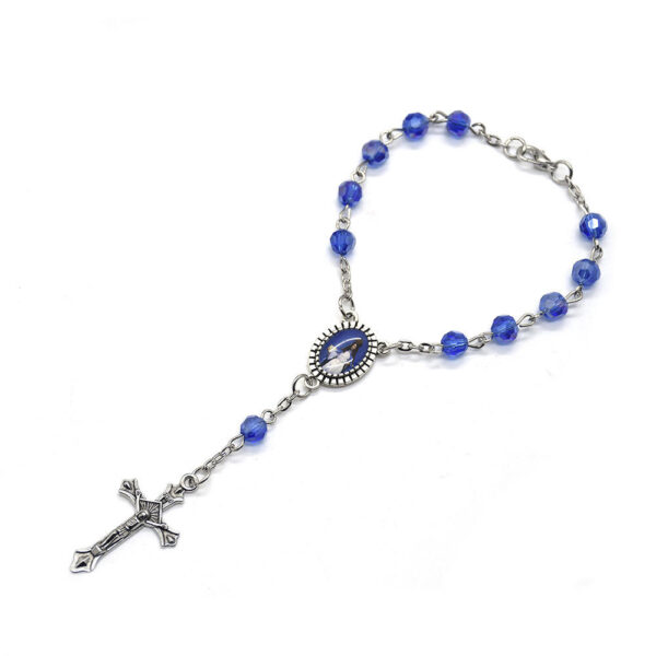 Ha481c06e37f1442e84dcf1da83f17c79I Komi Catholic Colorful Crystal Beads Rosary Bracelet Colorful Image Medal & Jesus Cross for Men Women