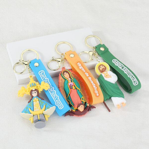 KOMI PVC Soft Rubber Creative Keychain Virgin Mary Bags Car Key Chains Jewelry Gifts
