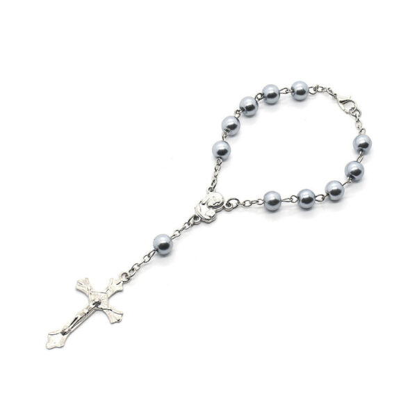 Ha9bccfdf01624bc886d0a729981e7998n Komi Wholesales Catholic Rosary Bracelet Imitation Glass Pearl Christ Cross Jesus Virgin Mary Rosary Bracelets