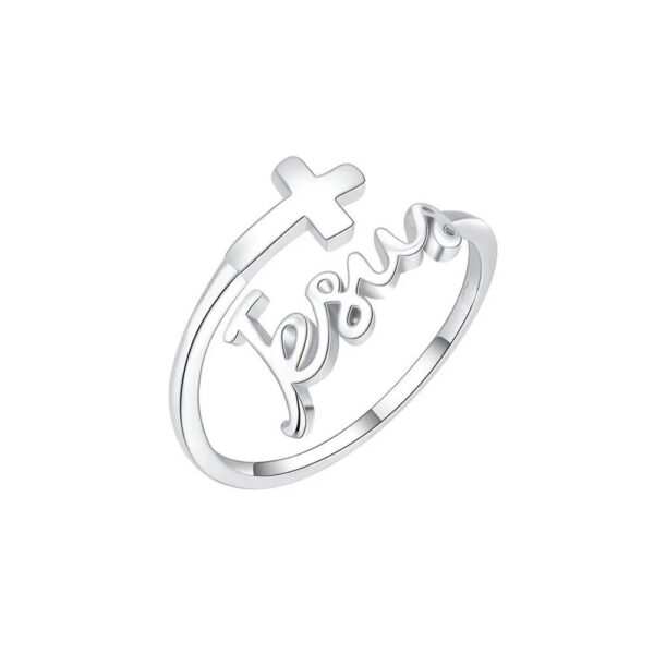 Hae7109eafff14f2baa94472f0932dfb8A KOMI Silver Cross Rings for Women Simple Cross Letters Jesus Opening Rings Silver Adjustable Womens Ring for Birthday Party Gift