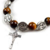 Catholic Natural Stone Rosary Bracelet Saint Benedict Alloy Medal Unisex Jesus Cross Religious Jewelry