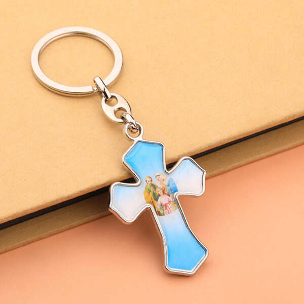European and American Cross-border E-commerce Factory Wholesale Religious Metal Cross Key Chain Bag Pendant
