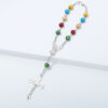 Hot Selling Rosary Bracelet Handmade Colorful Wooden Beads Alloy Jesus Cross Maria Medal Religious Jewelry Bracelet
