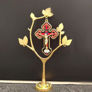 KOMI Home Decorations Metal Leaf Cross Ornaments Household Desk Decor Gold Cross Tree Craft Gift for Souvenirs Baptism Birthday