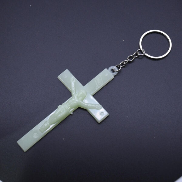 Luminous Cross Keychain Religious Jewelry Jesus Plastic Luminous Cross