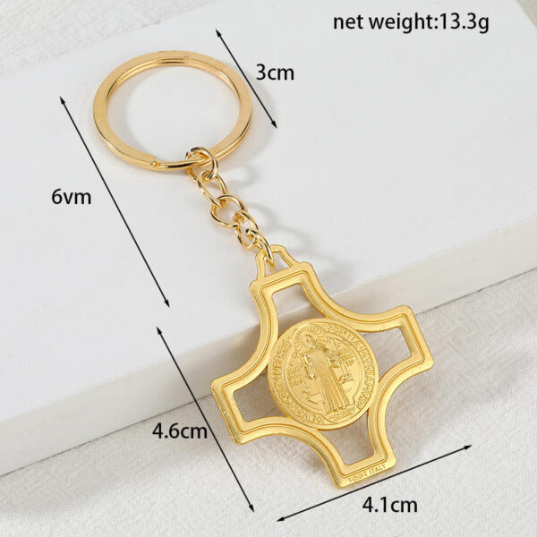 KOMI Hot Selling Saint Benedict Cross Hollowed Keychain Pendant Religious Accessory