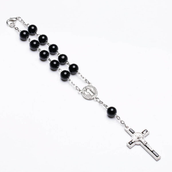 Hb2f8f27936c242a4a64b4796c1f69a30t Komi Wholesales 8mm Christian Black Round Glass Beads Rosary Crucifix Virgin Mary Pendant Bracelet