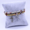 Wholesales 6mm Cloisonne Catholic Gif Cross Crucifix Prayer Beads Stretch Rosary Bracelet
