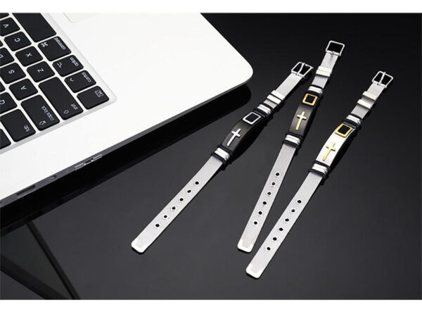 Personalized Adjustable Cross Titanium Steel Wide Face Bracelet for Men Women