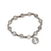 Komi Handmade Rosary Bracelet Elasticated Metal Bracelet Round Rose Alloy Beads Catholic Saints Images Prayer Bracelets R-036