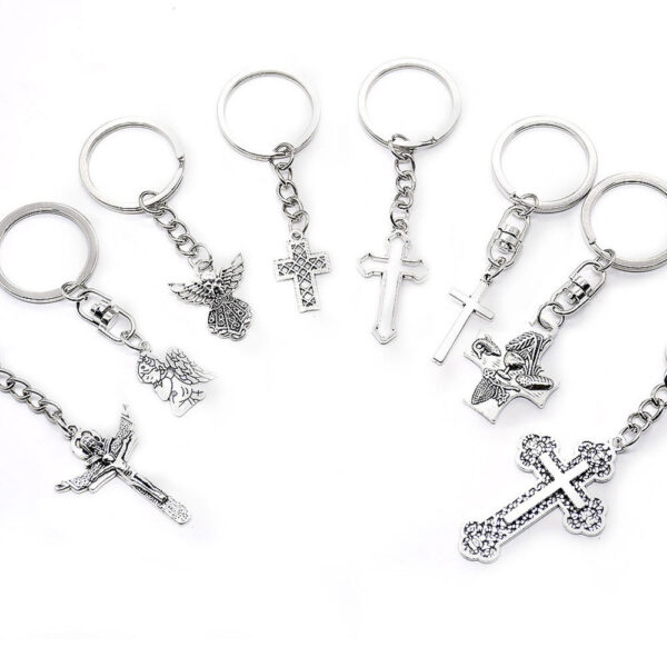 Foreign Trade E-commerce Source Angel Cross Keychain Religious Jewelry Pendant Ring Jewelry Gift