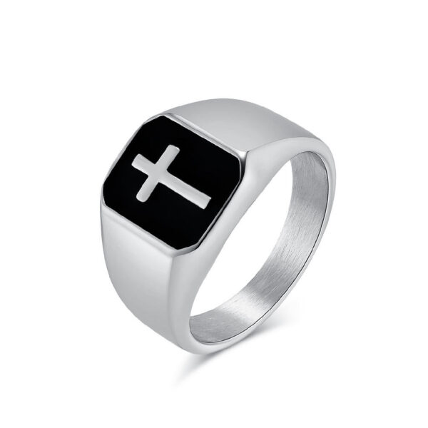 Hb6a90e668d0842379d1f3bf61028a9c1V KOMI Stainless Steel Cross Drop Ring for Men Titanium Steel Hand Jewelry