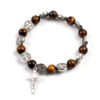 Catholic Natural Stone Rosary Bracelet Saint Benedict Alloy Medal Unisex Jesus Cross Religious Jewelry