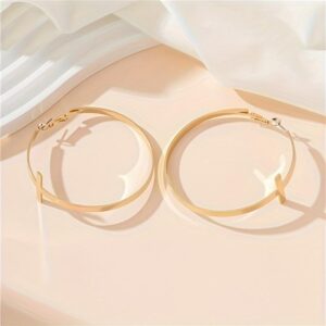 Hb8bb713335b9466dba23622aca3272728 KOMI Gold Plated Hoop Earrings Cross Earrings for Women Men Exaggerated Cross Large Circle Round Drop Earrings for Girls Gifts