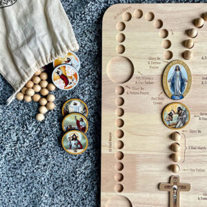 New Wooden Rosary Colorful Board Religious Plate Cross Beads of the Virgin Mary of Jesus