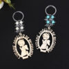 KOMI Hot Saling Baptism Keychain Little Angel Keyrings Wooden Boys and Girls Charms Key Chain Rings with Pearl Beads Keychains