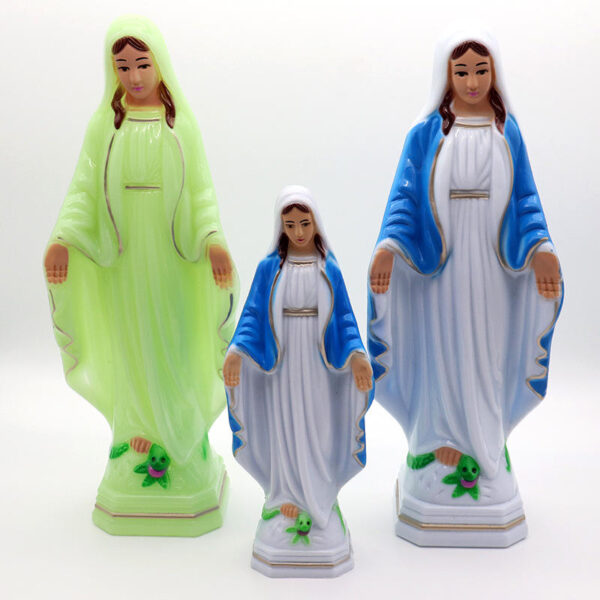 Religious Decorative Sculpture Luminous Virgin Mary Handicraft Statue Religious Cross Ornament Maria Christian Catholic