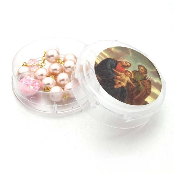 Hbb00827d3d36484d81365a87f1bcd4b58 Komi Wholesales Pink Glass Pearl Glass Star Sphere Religious Baby Baptism Rosary Bracelets