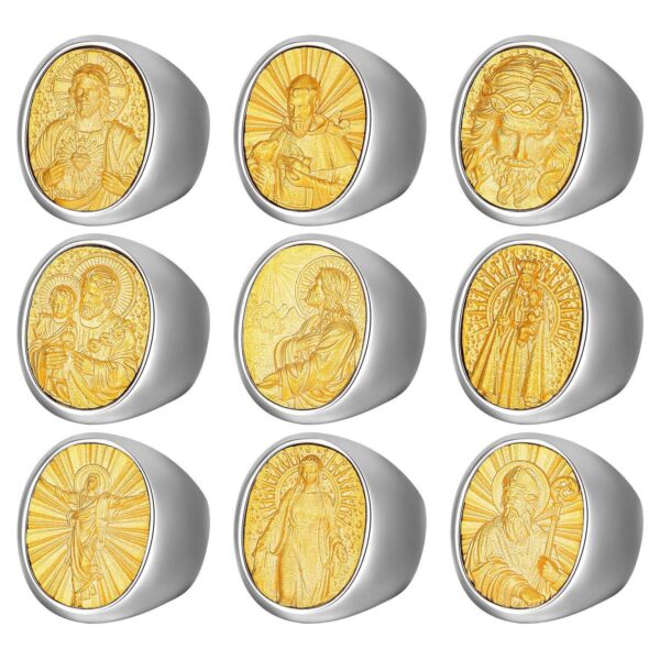 Hbb1c80e3f4e54a32b2a423c6a8d86e7aX Gilded Trend European and American Hip-hop Exaggerated Titanium Steel Jesus Ring Men Gift Religious Jewelry Wholesale