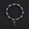 KOMI New Design Saint Benedict Alloy Cross Bracelet Black Gallstone Alloy Bracelet