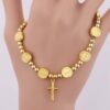 Hot Selling Alloy Bracelet Gold Round Beads Saint Benedict Cross Pendant Bracelet Religious Elastic Line Beaded Bracelet