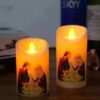 1pc LED Electronic Plastic Candle Light Virgin Jesus Catholic Christian Virgin Jesus Prayer Plastic Candle Light Crafts Wholesale