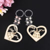 KOMI Custom Logo Engraved Heart Princess Promotion Souvenir Craft Keyring Pearl Key Chain Bag Key Ring Wood Keychains Keyrings