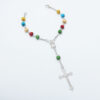 Hot Selling Rosary Bracelet Handmade Colorful Wooden Beads Alloy Jesus Cross Maria Medal Religious Jewelry Bracelet