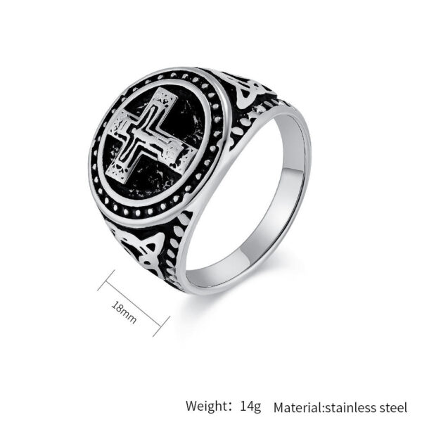 Hc15b55cf520d4e178a55e631702f64276 KOMI Vintage Mens Stainless Steel Cross Ring Silver Black Gold Personalized Punk Cross Band Rings for Men Boys Jewelry Gifts