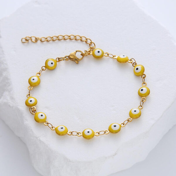 Hc1764cbbcaed4364ab774a7cf890013co Komi Stainless Steel Round Gold Eye Bracelet Bracelet Accessory Drops Oil Eyes Bracelet