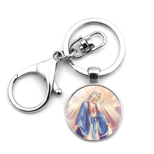 KOMI Hot Sale Virgin Mary Jesus Pendant Keychain Personality Metal Lobster Buckle Keyring Bag Hanging Gifts Keychains
