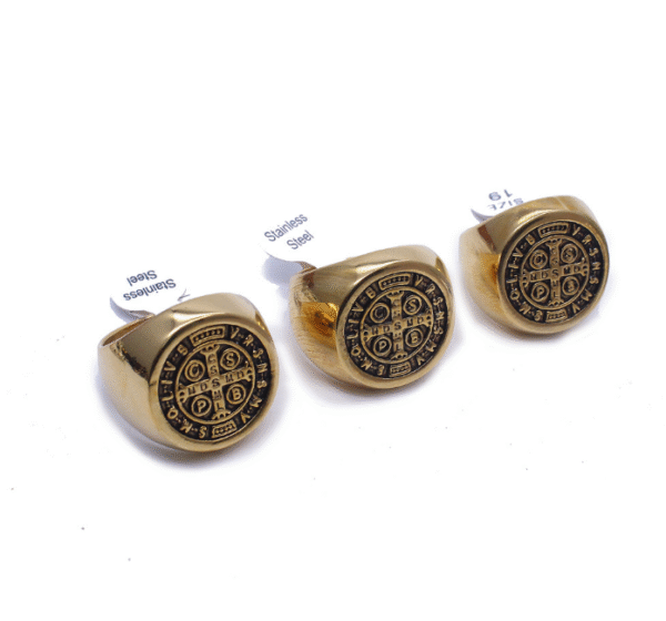 Komi Stainless Steel Religious Ring Jewelry Christian Saint Benedict Cross Men's Rings