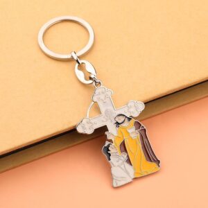 KOMI Hot Sale Religious Jesus Cross Pendant Keyring Souvenirs Bags Cars Keychain Pendant Metal Key Rings Craft Gifts