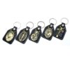 Factory Wholesale Spot Retro Metal Leather Combination Car Ornament Religious Figure Pattern Keychain Jewelry Pendant