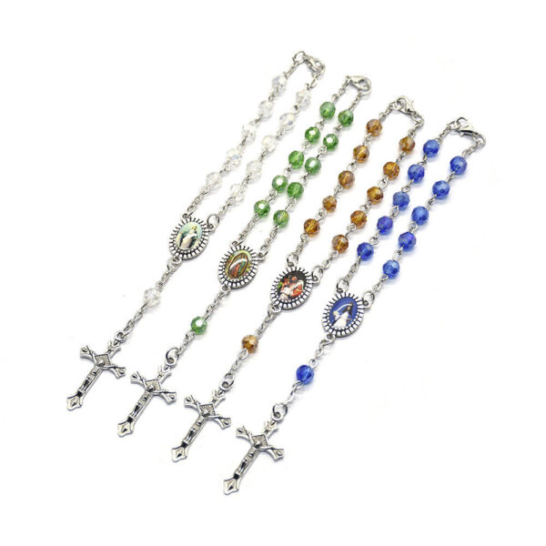 Hc5943ecc31024167b39051022bd7c70az Komi Catholic Colorful Crystal Beads Rosary Bracelet Colorful Image Medal & Jesus Cross for Men Women
