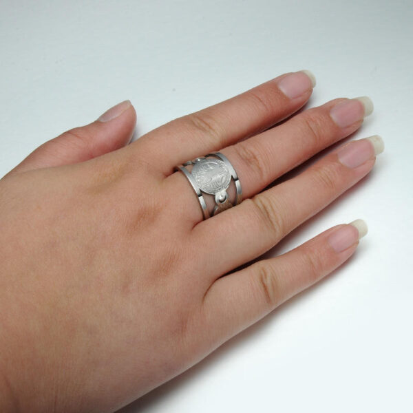 Hc661d4d65ae84056a2a6bd4169277bf8A Stainless Steel Catholic Exorcist Saint Benedict Ring Open Adjustable Religious Ring