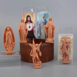 New Jesus Mary Resin Silicone Sculpture with Multi-color Luminous Style Religious Decoration