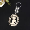 KOMI Hot Saling Baptism Keychain Little Angel Keyrings Wooden Boys and Girls Charms Key Chain Rings with Pearl Beads Keychains