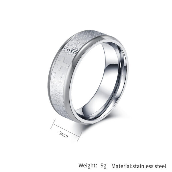 KOMI Classic Stainless Steel Cross Ring for Men Religious Scripture Band Rings for Faith Prayer Hand Jewelry Accessories Gifts