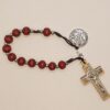 Hcf80fad321b04eb6a1919523f38baa38K Rosary Red Wooden Beads Rose Bracelet Necklace Prayer St. Benedict Medal Jesus Cross Religious Jewelry Set