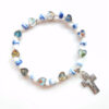 KOMI Hot Selling Multicolor Ceramic Hollow Cross Religious Mary Jesus Virgin Elastic Beading Bracelet