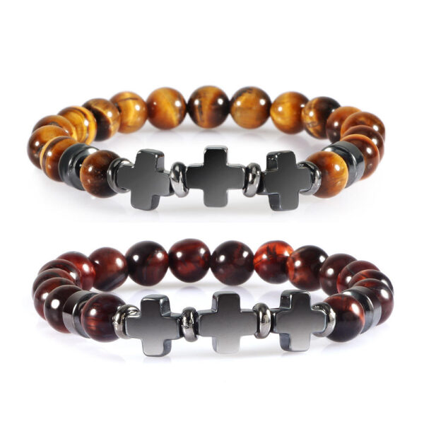 Fashion Wear with Jewelry Black Gallstone Interval Cross Couple Bracelet Yoga Jewelry