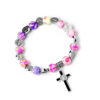 KOMI Wholesale 8mm Polymer Clay Rosary Beads Bracelet Hand String Elastic Bracelet with Cross Charm St.Benedict Beaded Bangles