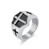 Hd20e327322a14084b05e9577d89addd3n KOMI Vintage Stainless Steel Cross Ring for Men 16mm Wide Silver Gold Religious Prayer Cross Band Punk Ring for Men Jewelry Gift